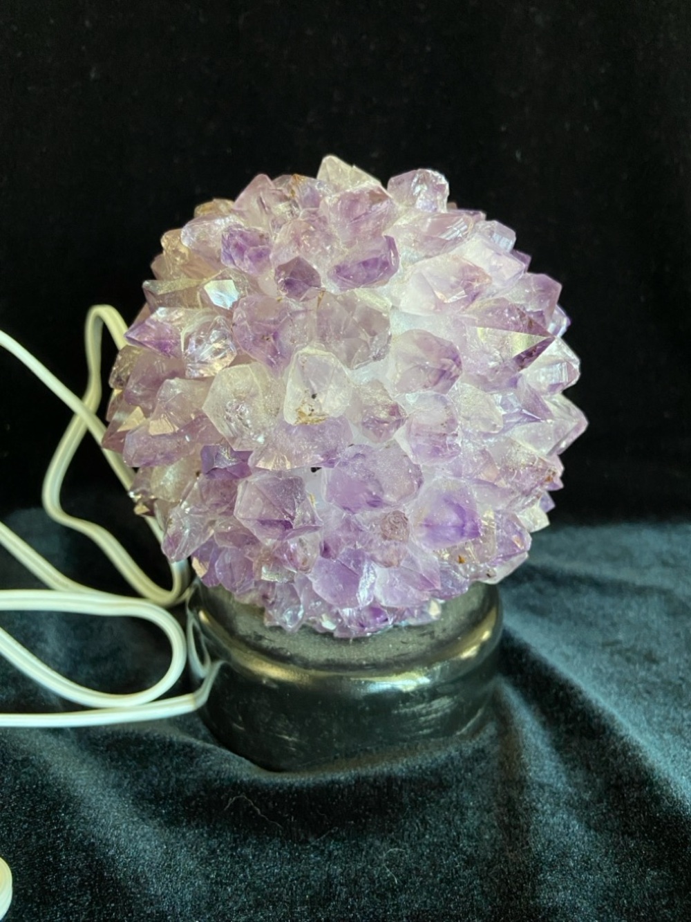 Natural Raw Amethyst Sphere Light Lamp Purple